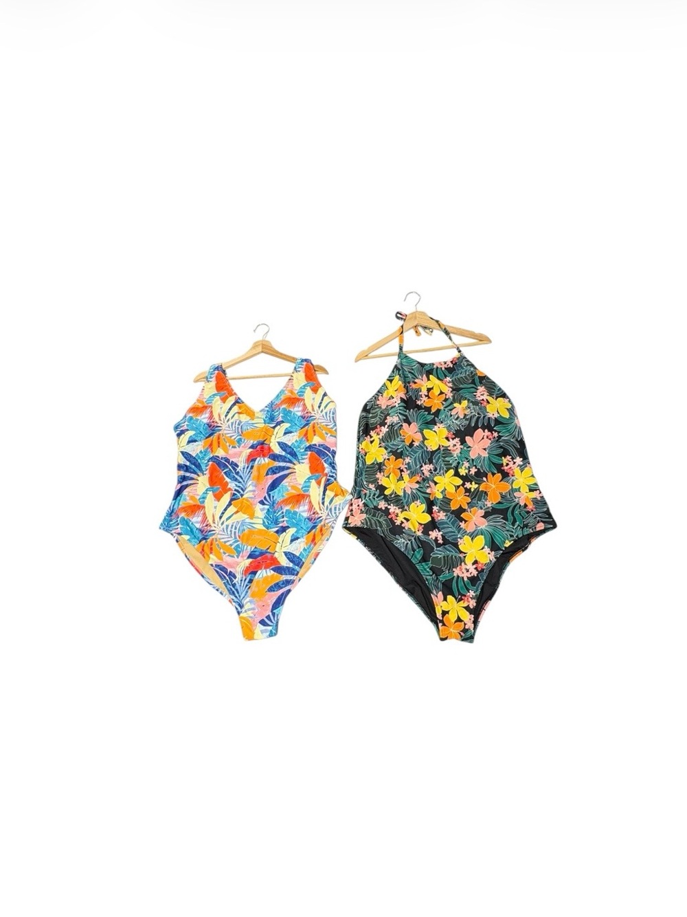 Old Navy Plus 3X Swimsuit Bundle One Piece Tropical Floral Halter V Neck